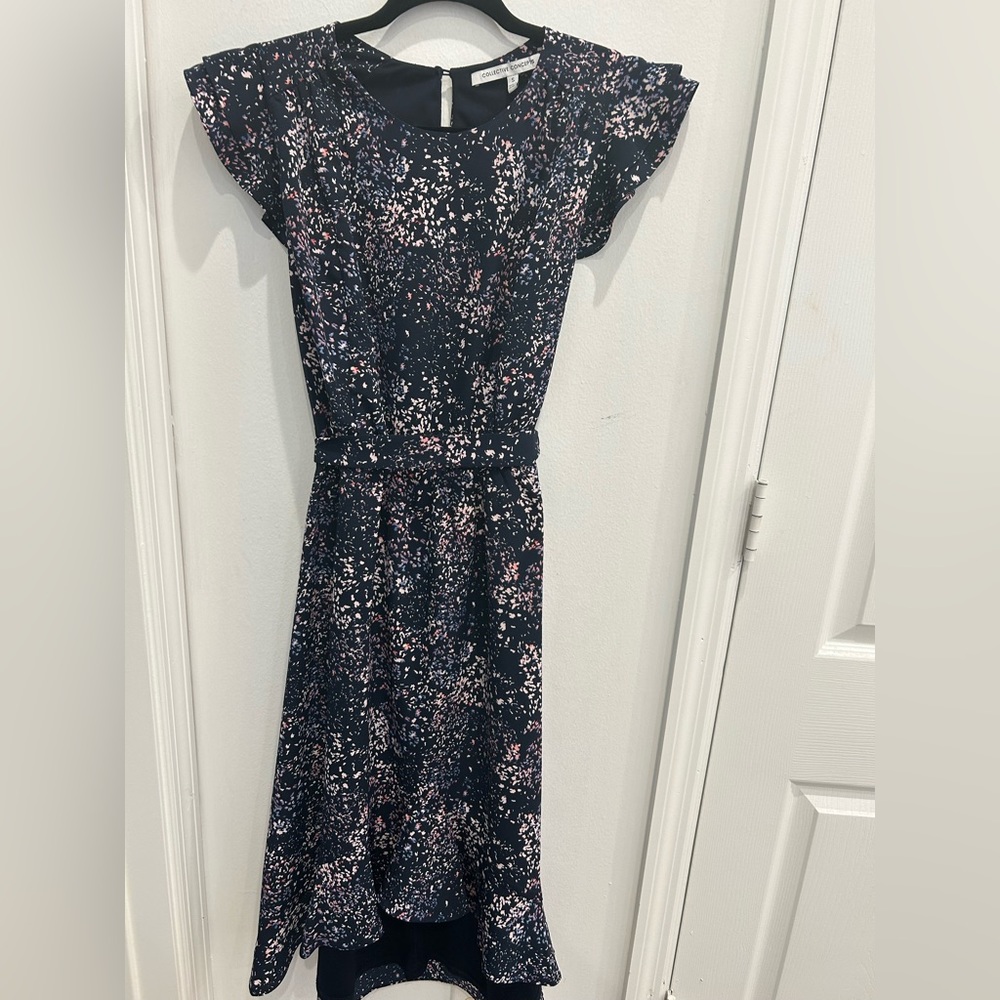 Collective Concepts Navy Floral High Low Maxi Dress Size Small